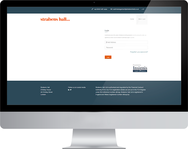Cash management service login screen Cash management service login screen